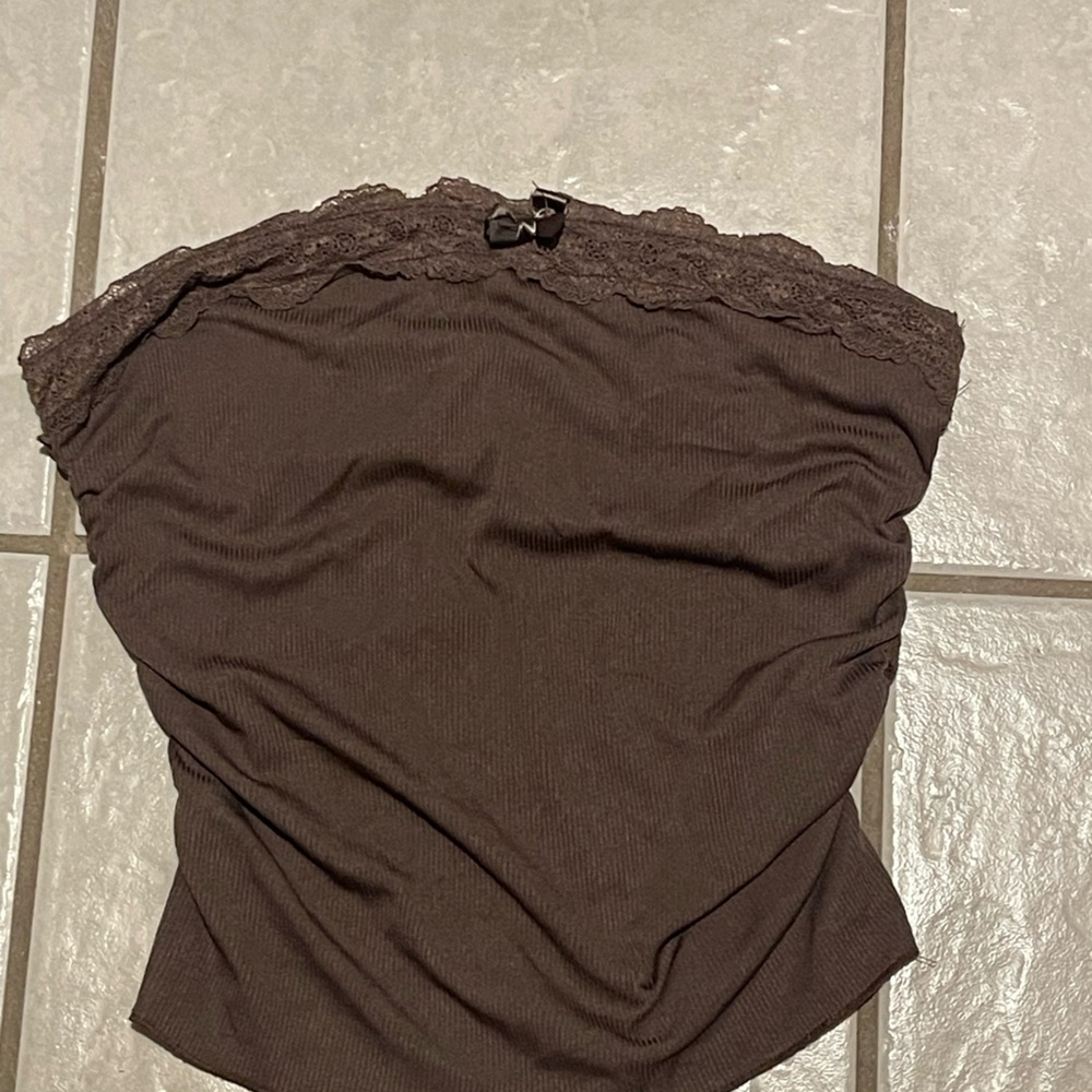 SHEIN‎ Brown Lace Trim Top Size Medium